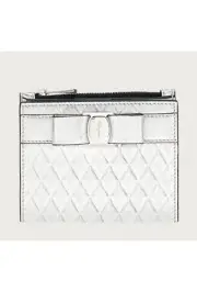 Salvatore Ferragamo Wallet NWT Silver Quilted Leather Small Bifold Retail $575