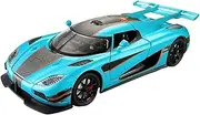 Finished Scale Model 1:24 for Koenigsegg ONE 1 Simulation Alloy Car Model Pull Back Sound Light All Doors Openable Vehicle Model Presents Ornaments(Blue)