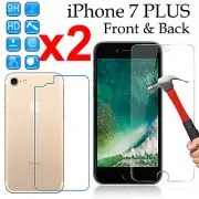 x2 Tempered Glass 9H screen protector guard for Apple iPhone 7 PLUS Front + Back