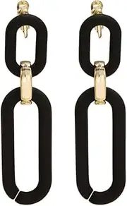 Dangle Black Double Hoop Screw-Back Clip On Earrings For Women Non Pierced Earrings Pierced Look Miyabi Grace