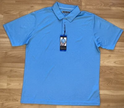 Pebble Beach Dry-Luxe Performance Men's Polo Shirt, L Blue NWT