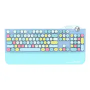 Catzon Retro Three Mode Mechanical Keyboard with Palm Rest LED Backlit-Blue