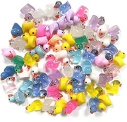 WELANE Tiny Ducks, 60 PCS Mini Luminous Duck Figures for Craft, Garden, Home Decorations (Mixed Color)