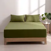 Dreamaker Superfine Washed Microfibre Combo Fitted Sheet Set Olive (Single, King Single, Double, Queen, King, Super King)