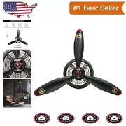 Compact Silent Black Propeller Wall Clock for Kitchen, Bedroom, Living Room