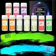 Ceya Glow Powder Set - 12 Colors, 8.46oz/240g Glow in The Dark Pigment Powder for Epoxy Resin Slime, Acrylic Paint, Nail Art & DIY Crafts