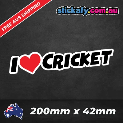 I Love Cricket Sticker Vinyl Car Decal Cheap Funny 4x4 Sport Aussie Heart