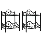 Bedside Tables 2 pcs Steel and Tempered Glass 45x30.5x60 cm Black vidaXL