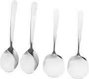 Ciieeo 4Pcs Stainless Steel Rice Spoons Soup Scoops for Home Hotel Use Heat Resistant Lightweight Rice Ladles with Smooth Surface Easy to Clean Silver