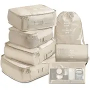 7Pcs Packing Cubes Travel Pouches Luggage Organizer Clothes Suitcase Storage Bag
