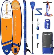 AQUAPLANET Inflatable Stand Up Paddleboard Kit - Max | 10.6 Foot | Ideal for SUP Beginners & Experts | Includes Fin, Paddle, Pump, Repair Kit, Backpack, Leash, Dry Bag, Carry Strap