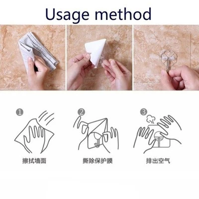 20/40/80/100x Wall Hooks Adhesive Magic Strong Clear Heavy Duty Waterproof;~j