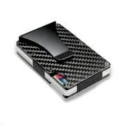 Men Carbon Fiber Credit Card Holder RFID Blocking Slim Wallet Money Clip Purse