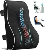 Lumbar Support Pillow, Memory Foam Back Support, Breathable 3D Mesh Cover, with Adjustable Shoulder Straps, for Car Seats Office Chairs Gaming Chairs, Ergonomic Design, Black
