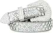 [Generic] Rhinestone Belt for Women Men - Western Cowgirl Sequin Diamond Bling Studded Belts for Jeans Pants