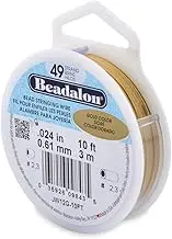 Beadalon 49 Strand Bead Stringing Wire, 024 in / 0.61 mm, Gold Color, 10 ft / 3.1 m