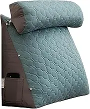 Reading Pillow with Detachable Lumbar Pillow, Washable Back Support Pillow for Bed, Ergonomic Reading Pillow for Adults, Bed Pillow for Sitting Up(Light Green,19.6 * 23.6in)