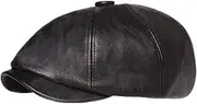 [Lifup] Men Women Newsboy Flat Cap PU Leather Gatsby Ivy Beret Cap