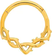 [Niaspi] 16G Vine Septum Rings 316L Surgical Steel Clicker Rings Gold Septum Jewelry Nose Helix Tragus Daith Conch Helix Cartilage Hinged Hoops Earrings Simple Body Piercing Jewelry 8mm