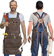 Lumil Woodworking Apron for Men, Waxed Canvas Tool Carpenters Machinist Workshop Apron