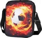 Football Lunch Bag with Handle, Insulated Kids Lunch Box for Boys, 600D Polyester Kids Lunch Bag Reusable Football Lunch Box, Boys Lunch Bag Cooler Bag Tote for School Snacks Picnic