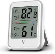 Backlight Hygrometer Measure Temp and Humidity Large View Angle Non-Battery Home Office and Baby Room Use