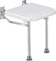 FFSPIIO Bathroom Shower Stool, Elderly Pregnant Disabled Foldable Chair with Support Leg Aluminum Frame Wall Mounted Bathing Seat Shower Chair