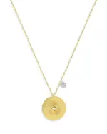 Meira T 14K White & Yellow Gold Diamond Sunray Evil Eye Disc & Dangle Accent Pendant Necklace, 18-20