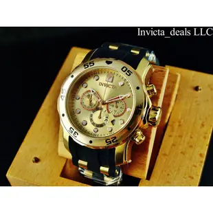台灣一年保固英威塔Invicta 17884 Pro Diver石英錶潛水錶日本VD53機芯18k鍍金手錶男錶計時碼錶