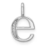 14K White Gold Real Diamond Lower Case Letter E Initial Pendant