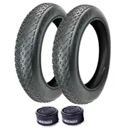 TDR 2set Bicycle Bike Fat Tyre 20 x 4.0 with Tube Bike 20 x 3.5 /4.0 - Durable Rubber Tire for 20" MTB Fat Bikes