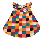 Dot Dot Smile NWT Toddler Girls Size 3/4 Multicolor Block Print Swing Dress