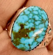 Navajo Spiderweb Turquoise Ring Size 9.5 Sterling Silver by Annie Lincoln 8.7g