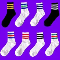 在飛比找Yahoo!奇摩拍賣優惠-新款推薦 3雙籃球襪子男中筒運動襪加厚毛巾底純棉夏季吸汗條紋