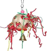 Bird Shredder Toys - Bird Shredding Ball Chew Toy - Bird Chewing Toys Rattan Ball Bird Shredder Toy with Bell Suitable for Parakeets, Parrots, Chickens, Hamsters