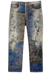 Proleta RE Art Boro Patchwork Distressed Straight-leg Jeans - Black - XL XL