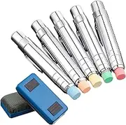 Zonon 5 Packs Aluminum Alloy Chalk Holders for Teachers Sidewalk Chalk Holders Chalk Clip with 2 Magnetic Chalkboard Erasers Adjustable Unbroken Chalk Keeper for Office Painting Writing (No Chalks)