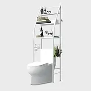 Toilet Storage Rack, 3-Tier Over Rack Shelf Organizer Spacesaver with Paper Holder Towel Hook for Bathroom(White) T01W