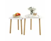 Wood Coffee Table Set 2 Nest Sofa Bed Side Dining Nightstand Cocktail Tea Cafe End Couch Lounge Lamp Oak White Modern