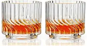 Viski Zephyr Crystal Lowball Tumblers, Elegant Cut Crystal Whiskey Glasses, Perfect for Scotch, Bourbon, Cocktails, and Neat Spirits, Ideal for Hosting Parties, Home Bar Accessories, 8.5 oz, Set of 2