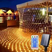 Christmas Decorative Solar Grid Light 8 Function Remote Control Holiday Wedding Halloween Courtyard Lawn Outdoor Waterproof Decorative Light 6 4M-672Led/3 2M