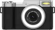4K Digital Mirrorless Camera, 48MP 18X Zoom Video Camcorder with 180° Flip Screen, Portable Travel Size Camera with 2.8 Inch Screen for Selfie Video Recording (Black)
