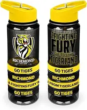 Richmond Tigers AFL Tritan Drink Bottle with Wrist Bands and Flip-up Straw