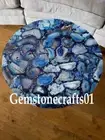 Blue Agate Lit Coffee Table, Center Round Hallway Furniture Table Top Decor