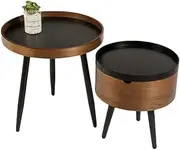 Nesting Tables Nesting Tables Round Coffee Table with Storage End Tables Set of 2 Nesting Tables Living Room/Brown/2-Piece Set Feito na China Comfortable Anniversary