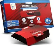 Cockroach Trap - Pack of 5 - XXL Cockroach Trap for Control Cockroaches - Monitoring Adhesive Trap Including Bait with Strong Attractant - Cockroach Trap Made in The EU