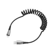 S-M391 Waller Series 2.4A Type-C to 8 Pin Spiral Nylon Braided Spring Data Cable, Length: 1.2m(Black)