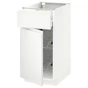 METOD / MAXIMERA base cab w wire basket/drawer/door, white/Voxtorp matt white, 40x60x80 cm