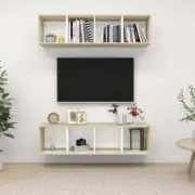 NNEVL Wall-mounted TV Cabinets 2 pcs White and Sonoma Oak Chipboard