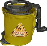 Cleanlink Mop Bucket Heavy Duty Plastic Wringer 16 Litre, Yellow, (12118)